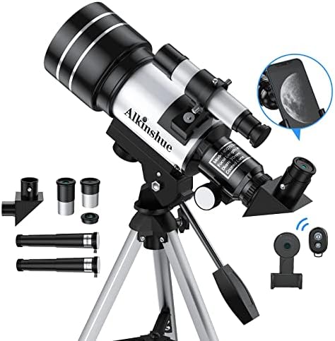 300mm Refractor Telescope for Astronomy Beginners, Multi-Coated High Powered Refracting Telescope with Tripod 70mm Aperture