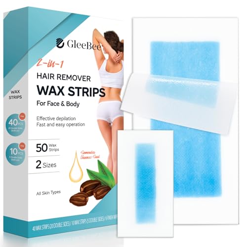Wax Strips for Hair Removal for Women and Men 60 Counts – 40 Body Strips 20 Facial Strips for Face, Arms, Legs, Underarms – Facial Wax Strips for Women