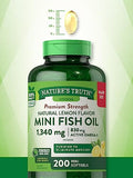 Nature's Truth Fish Oil Omega 3 | 1340 mg | 200 Mini Softgels | Burpless Lemon Flavor Pills | Non-GMO & Gluten Free Supplement