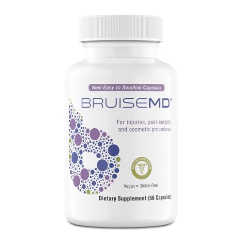 BruiseMD Arnica 1,000mg and Bromelain 500mg 2,400GDU/g Supplement for Bruising and Swelling, easy to swallow capsules (14-Day Supply)