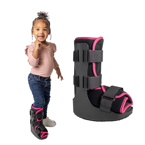 Brace Direct Kids Medical Walking Boot – Pediatric Fracture Boot for Broken Foot, Ankle Sprain & Post-Op, Pink (Small, up to US Kids 8.5K)