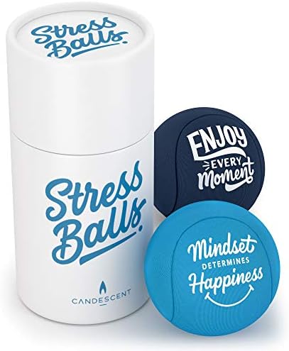 Candescent Stress Balls - Hand Therapy Relief for Anxiety, Fidget, Tension, Exercise Strengthener - Motivational Toys for Adults & Kids - Set of 2