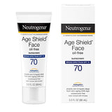 Neutrogena Age Shield Anti-Oxidant Face Lotion Sunscreen with Broad Spectrum SPF 70, Oil-Free & Non-Comedogenic Moisturizing Sunscreen to Prevent Signs of Aging, 3 fl. oz (Pack of 2)