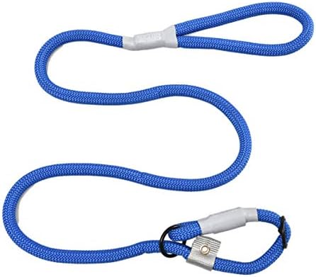 Cesar Millan Slip Lead Leash™ - 2-in-1 Slip Collar Dog Training Lead & Collar | Heavy Duty Durable Weatherproof Rope Leash, No Pull Training | Length 4ft Diameter 1/2” (Large, Blue)