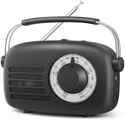 PRUNUS AM FM Radio Portable • AA Battery Operated Radios or Plug in Wall • Loud Speaker • Earphone Jack • Transistor Radio with Best Reception • Big knob Easy to Use • Luminous Dial • Small RadioJ-112