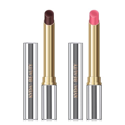 KYDA 2 Colors Tinted Lip Balm, Hydrating Sheer Formula Lip Balm, Natural Glossy Finish, Moisturizing Lip Care Balm for Dry Lips, Black Candy +Rose Candy
