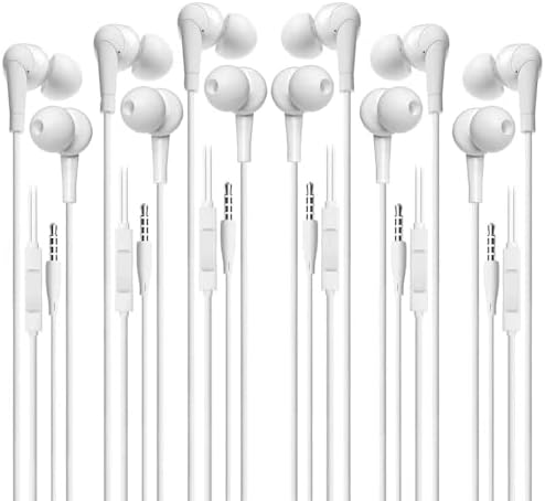 Wired Earbuds with Microphone 6 Pack, in-Ear Headphones with Heavy Bass Stereo, High Definition, Remote Control Headsets, Noise Blocking Earphones Ear Buds Compatible with All 3.5mm Jack Devices