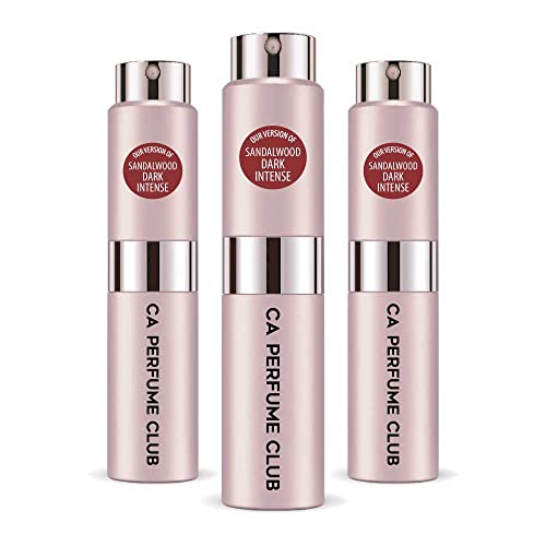 CA Perfume Impression of Emra Sandalwood Dark Intense For Women Fragrance Concentrated Long Lasting Eau de Parfum Spray Refillable Glass Atomizer Bottle 0.27 Fl Oz-X3