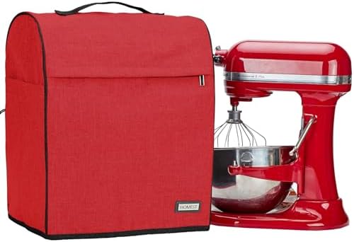 HOMEST Stand Mixer Dust Cover Compatible with KitchenAid 6/7/8 Quart Bowl Lift, Zipper Pocket for Various Kitchen Appliance Accessories, Red (Patent Design)