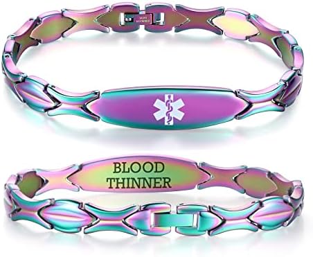 LinnaLove 7 1/2 inch Medical Alert Bracelets for women Stainless Steel Fashion Medical Bracelets Personalized Engraving