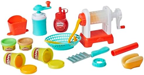 Play-Doh Kitchen Creations Spiral Fries Playset with 5 Cans of Modeling Compound Colors, Back to School Classroom Supplies, Play Food & Cooking Toys for Kids, Preschool Toys, Ages 3+
