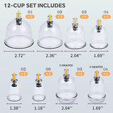 AIKOTOO Cupping Therapy Set w/ 12 Massage Cups for Back Pain Relief Physical Therapy with Hand Pump