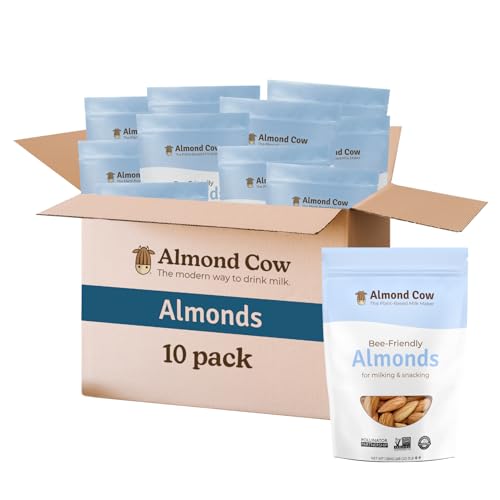 Almond Cow Bee-Friendly Raw Almonds Unsalted, Whole Almonds for Plant Based Milk Making, Non-GMO, Gluten-Free, Vegan, 3 Pound (Pack of 10)