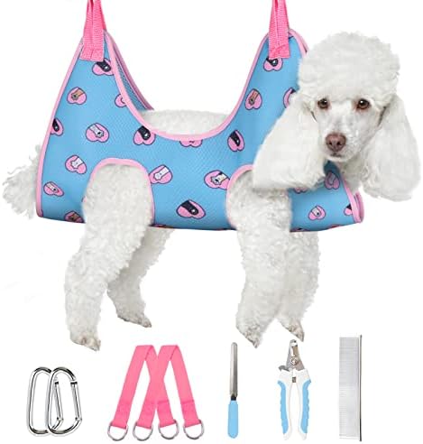 Supet Dog Grooming Hammock Harness for Cats Dogs, Relaxation Pet Grooming Hammock Restraint Dog & Small Animal Leashes Sling for Grooming Dog Grooming Helper for Nail Trimming Clipping Grooming