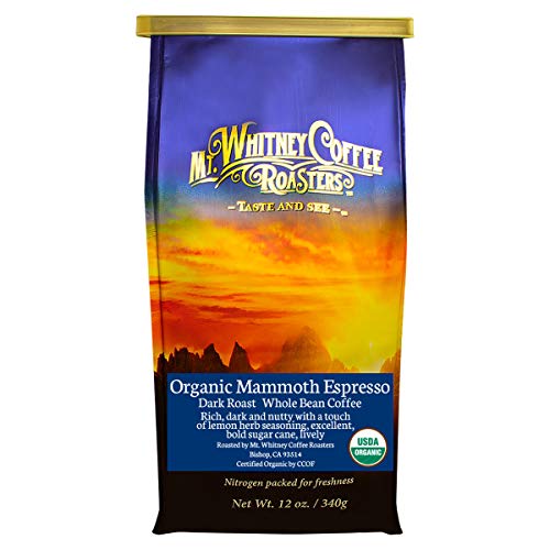 Mt. Whitney Organic Mammoth Espresso, Low Acid Coffee (Whole Bean, 12 Oz)