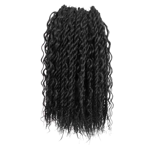 NISEYO Boho Senegalese Twist Crochet Hair 12 Inch, 8 Packs Pre-looped Curly Ends, Natural Black Pretwisted Goddess Island Passion Twist Crochet Braids (120 Strands,1B)