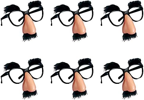 6 PCS Disguise Glasses with Funny Nose with Eyebrows and Mustache Perfect Party Favors for Costume Halloween and Birthday Parties