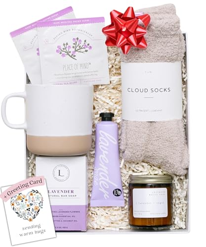 Unboxme Lavender Spa Gift Set - Relaxation Gifts for Women with Candle & Bath Bombs - Perfect Self-Care Gift for Women, Birthdays, Christmas, Get Well Soon, or Valentine's Day