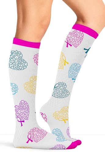 Cherokee Women's 10-15mmHg Compression Socks – Fun Print Knee Highs with Light Support, Soft Feel - PRINTSUPPORT
