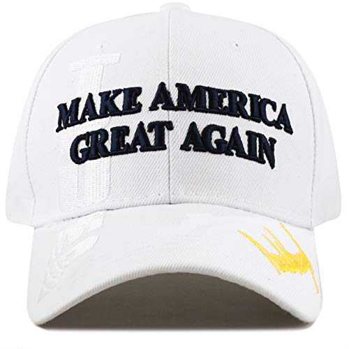 The Hat Depot Original Exclusive Donald Trump 2020 "Keep America Great/Make America Great Again 3D Signature Cap (5. MAGA-White)