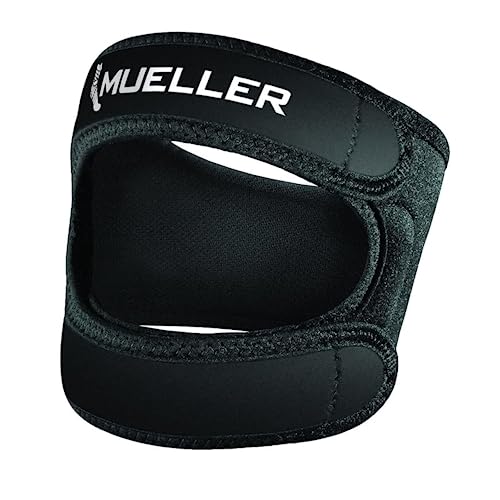 MUELLER Sports Medicine Adjustable Max Knee Strap, Patella Tendon Support, For Men and Women, Black, Small/Medium (Pack of 1)