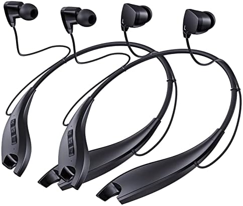 Neckband Bluetooth Headphones, Around The Neck Headphones 24H+ Playtime, Bluetooth Headsets with Call Vibration, Shark Jaw Design Wireless Earbuds+Noise Isolation/Mic/IPX7 Waterproof, 2 Pack