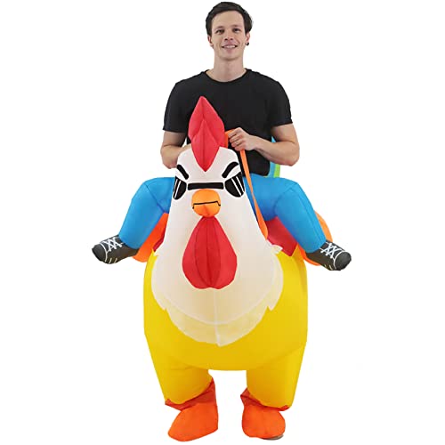 KOOY Inflatable Costume Adult,Halloween Costumes Women Men Rooster Ride On Chicken Costume,Halloween Costumes Blow up Costumes