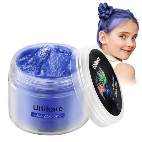 Kids Color Hair Wax, Ultikare Light Blue One-Day Wash-Out Hair Dye Wax Temporary Hair Color For Kids Children Hair Makeup For Boys Girls Gift Christmas No Messy