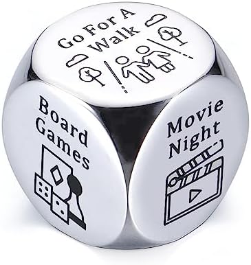 Stunfassoo for Him Her Date Night Ideas Dice Gifts for Boyfriend Girlfriend Wedding Gifts Couple Gifts 11th Steel Gift for Wife Husband Birthday Valentines Christmas Gifts Men, Silver