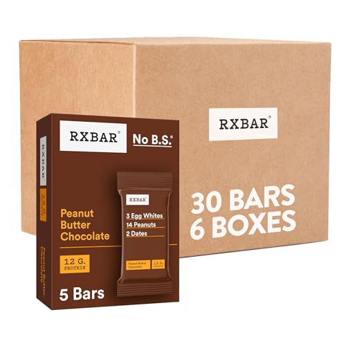 RXBAR Protein Bars, 12g Protein, Gluten Free Snacks, Peanut Butter Chocolate (6 Boxes, 30 Bars)