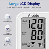 Alcedo Blood Pressure Monitor for Home Use, Automatic Digital BP Machine with Large Cuff for Upper Arm, LCD Screen, 2x120 Memory, Talking Function