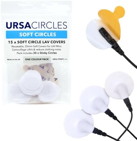 URSA Soft Circles: Reusable Soft Covers That Provide a Shield Against the Wind and Camouflage for Lavalier Mics. (15x Soft Circles + 30x Stickies, White)
