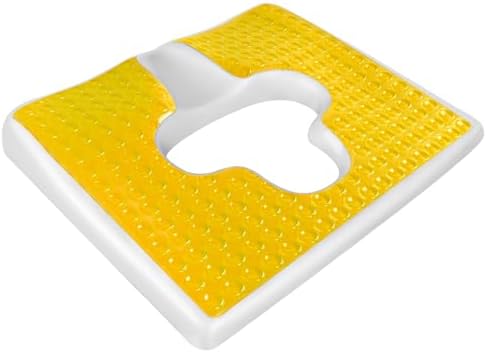 Bed Sore Cushions for Butt, Breathe Freely Fiber Bedsore Pressure Relief Pillow, T Shaped Opening Triangular Slope Design, Anti Decubitus Cushion for Elderly, Bedridden, Disabled (Yellow)