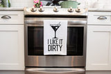 Handmade Funny Kitchen Towel, 100% Cotton Funny Dirty Martini Bar Towel for Kitchen, I Like It Dirty, Perfect for Hostess Housewarming Christmas Mother’s Day Birthday Gift (I Like It Dirty)