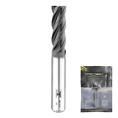 SPEED TIGER Micrograin Carbide Square End Mill - 4 Flute - ISE5/16 4T (1 Piece, 5/16") - for Milling Alloy Steels, Hardened Steel, Metal & More – Mill Bits Sets for DIYers & Professionals