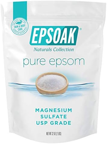 Epsoak Epsom Salt 2 lb. Magnesium Sulfate USP. (Qty. 1 x 2lb. Bags) Resealable Epsom Salt Bulk Bags Unscented, Made in The USA, Cruelty-Free Certified