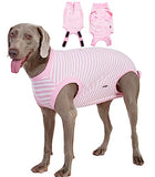 Wabdhally Dog Surgery Recovery Suit,Surgical Suit for Large Female Dogs,Soft Combed Cotton,Striped Pink Zipper Onesie XL