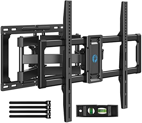 Pipishell Full Motion TV Wall Mount for 40–82 inch Flat or Curved TVs, Smooth Swivel & Extension, Tool-Free Tilt with Heavy-Duty Arms, Max VESA 600x400mm up to 110 lbs, Fits 12″/16″ Wood Studs, PILF11