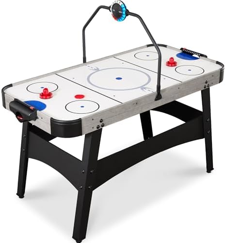 Best Choice Products LED 54 Inch Air Hockey Game Table w/Light-up Scoreboard, Powerful Motor, AC Outlet. Includes 2 Pucks, 2 Pushers