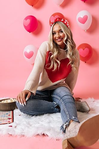 Valentine’s Day Heart Headbands for Women Valentine’s Day Accessories Jeweled Beaded Heart Knotted Headband Pink Red Rhinestone Wide Top Knot Headband Valentine Party Favors Gifts (Pearl Heart)