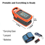 Fingertip Pulse Oximeter with Plethysmograph and Perfusion Index, Include Carrying case, Large OLED Digital Display Blood Oxygen Saturation Monitor Heart Rate Monitor (Color: Red-Orange)