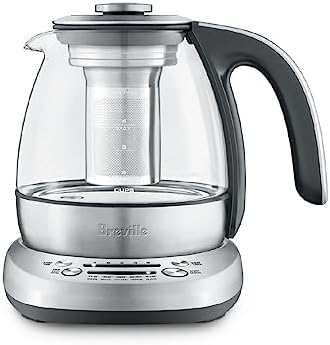 Breville BTM500CLR Tea Maker Compact Infuser and Water Kettle, 34 oz, Brushed Stainless Steel and Glass