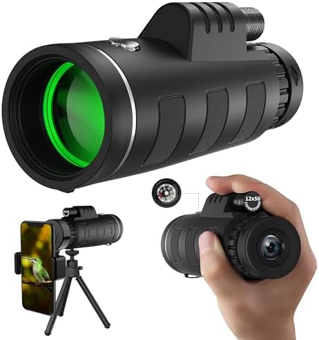 40x60 High Definition Monocular Telescope with Smartphone Adapter, BAK4 Prism FMC Monocular with Clear Low Light Vision for Wildlife Hunting Camping Travelling（LD006-00A-PDQ-2024）