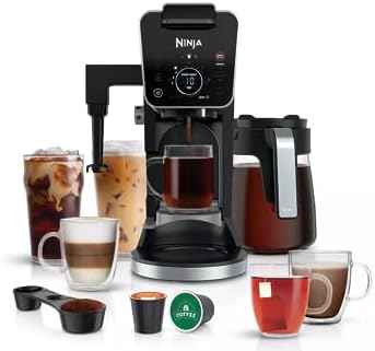 Ninja CFP301 DualBrew Pro Specialty 12-Cup Drip Maker with Glass Carafe, Single-Serve for Coffee Pods or Grounds, with 4 Brew Styles, Frother & Separate Hot Water System, Black