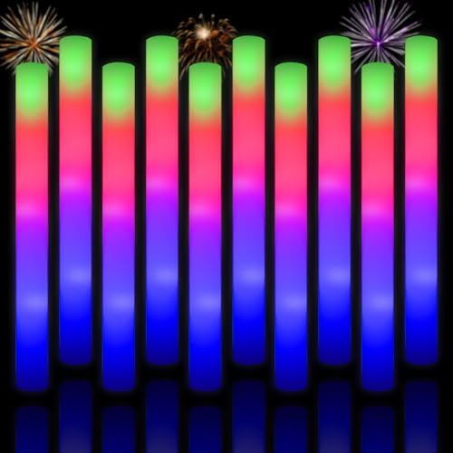 Taotuo Glow Sticks Bulk, 20 Pack LED Light Up Foam Sticks 3 Modes Color Flashing,Glow Party Supplies for Wedding Birthday, Raves, Concert, Camping, New Year, Carnival, Halloween Christmas