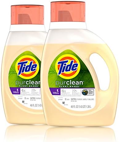 Tide purclean Liquid Laundry Detergent, Honey Lavender, Pack of 2, 46 fl oz each, 75% plant-based