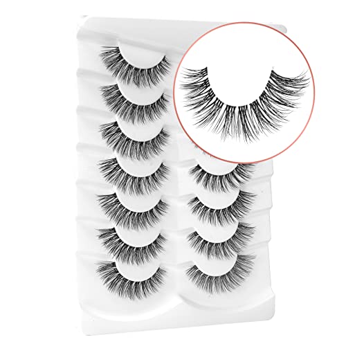 Onlyall Natural Eyelashes Mink False Eyelashes Natural Wispy Lashes Soft Clear Band Lashes Fluffy False Lashes 14MM A11