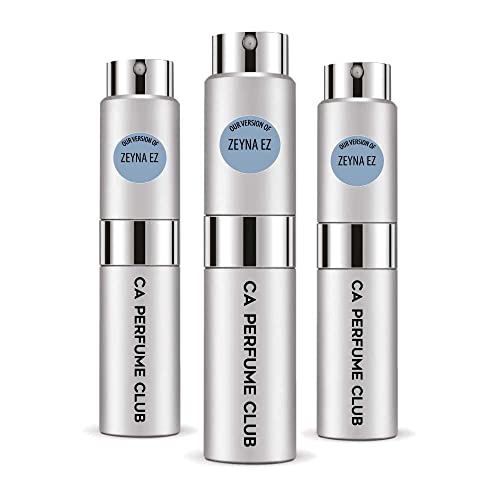 CA Perfume Impression of Zeyna EZ For Men Replica Version Fragrance Dupes Concentrated Long Lasting Eau de Parfum Spray Refillable Atomizer Bottle 0.27 Fl Oz-X3