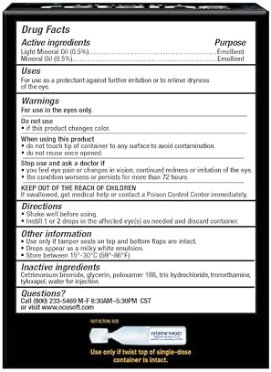 OCuSOFT Retaine MGD Ophthalmic Emulsion - Complete Dry Eye Relief - Soothes Red & Irritated Eyes - 30 Count Preservative-Free Single-Use Containers - 0.01 Fl Oz