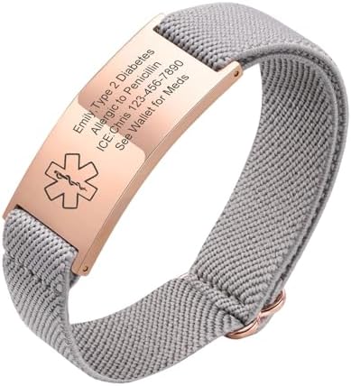 VNOX Medical Alert Bracelets for Men & Women Kids with Free Engraving Adjustable Stainless Steel Mesh Emergency Medical ID Bracelets Wristband